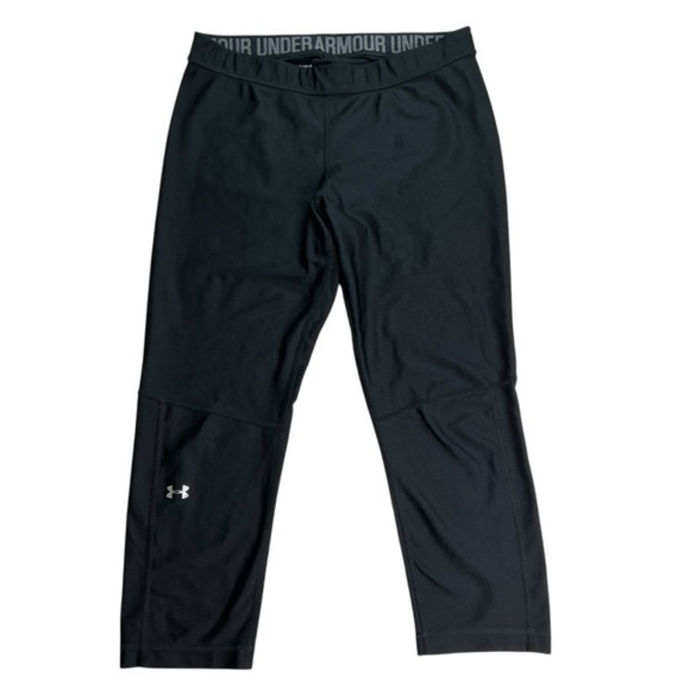 Under Armour Black Crop Leggings Heatgear Compression Running Athletic Sport‎